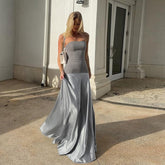 Strapless elegant satin dress